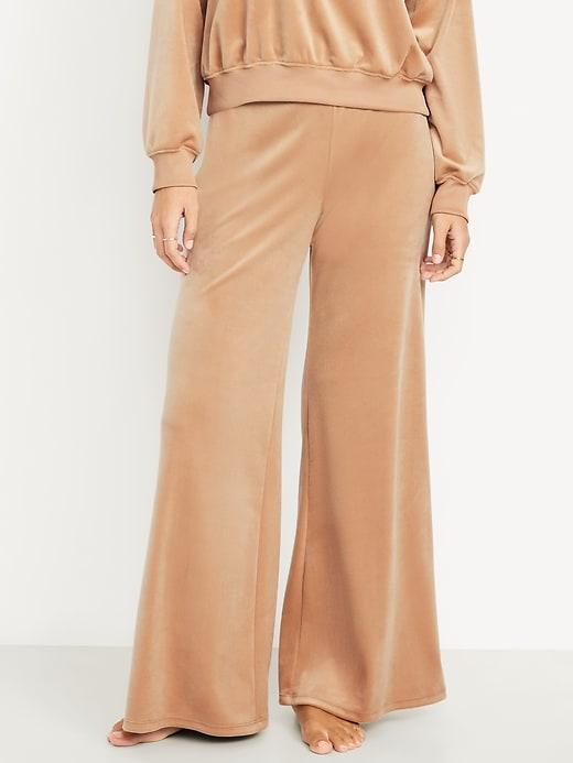 high-waisted velour flare lounge pants