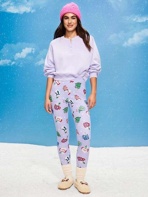 high-waisted waffle pajama leggings for women