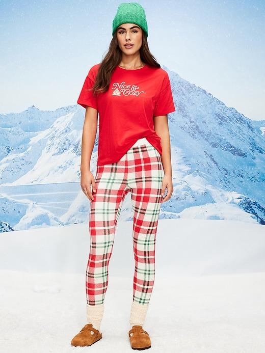 high-waisted waffle pajama leggings for women