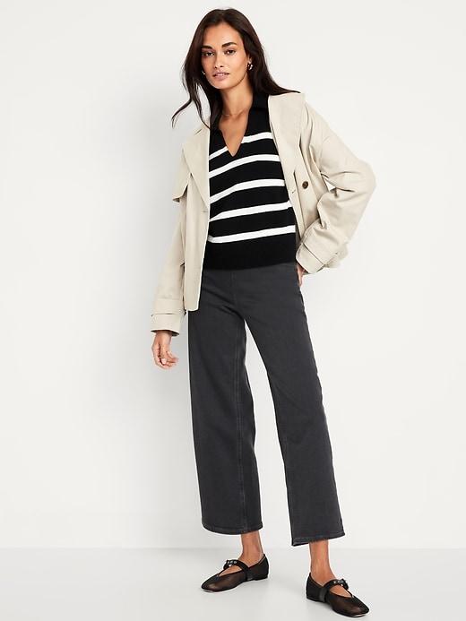 high-waisted weekender pull-on crop wide-leg jeans