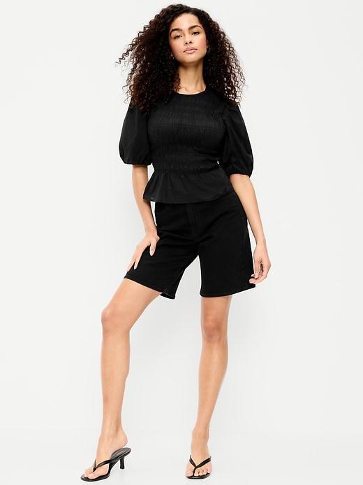 high-waisted wow bermuda jean shorts -- 9-inch inseam