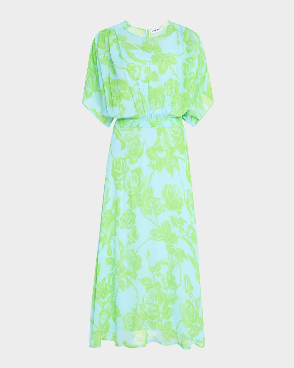 hikart fluid floral midi dress