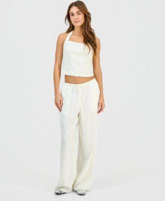 hippie rose juniors cream dots halter top pant