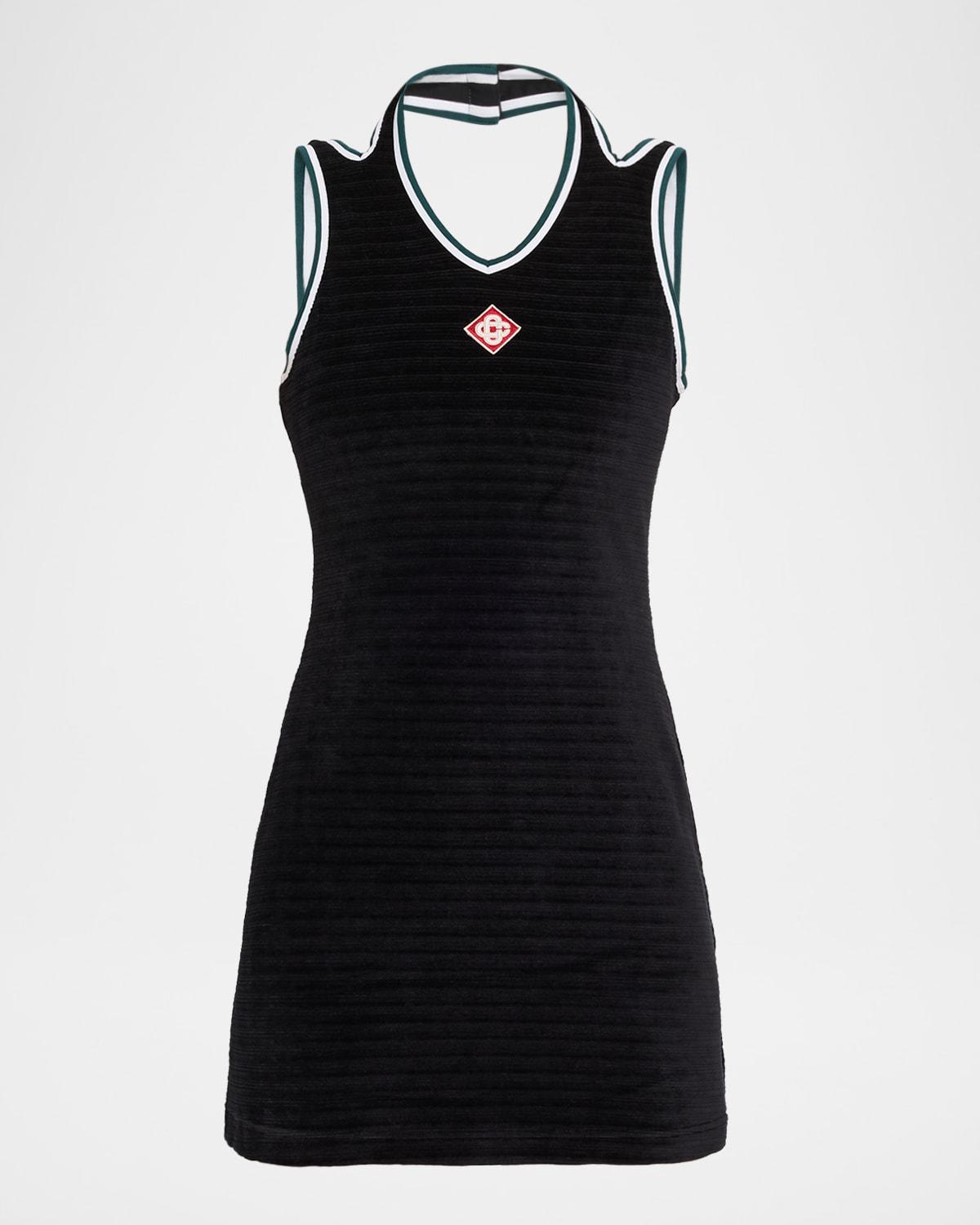 hippie striped velvet mini tennis dress