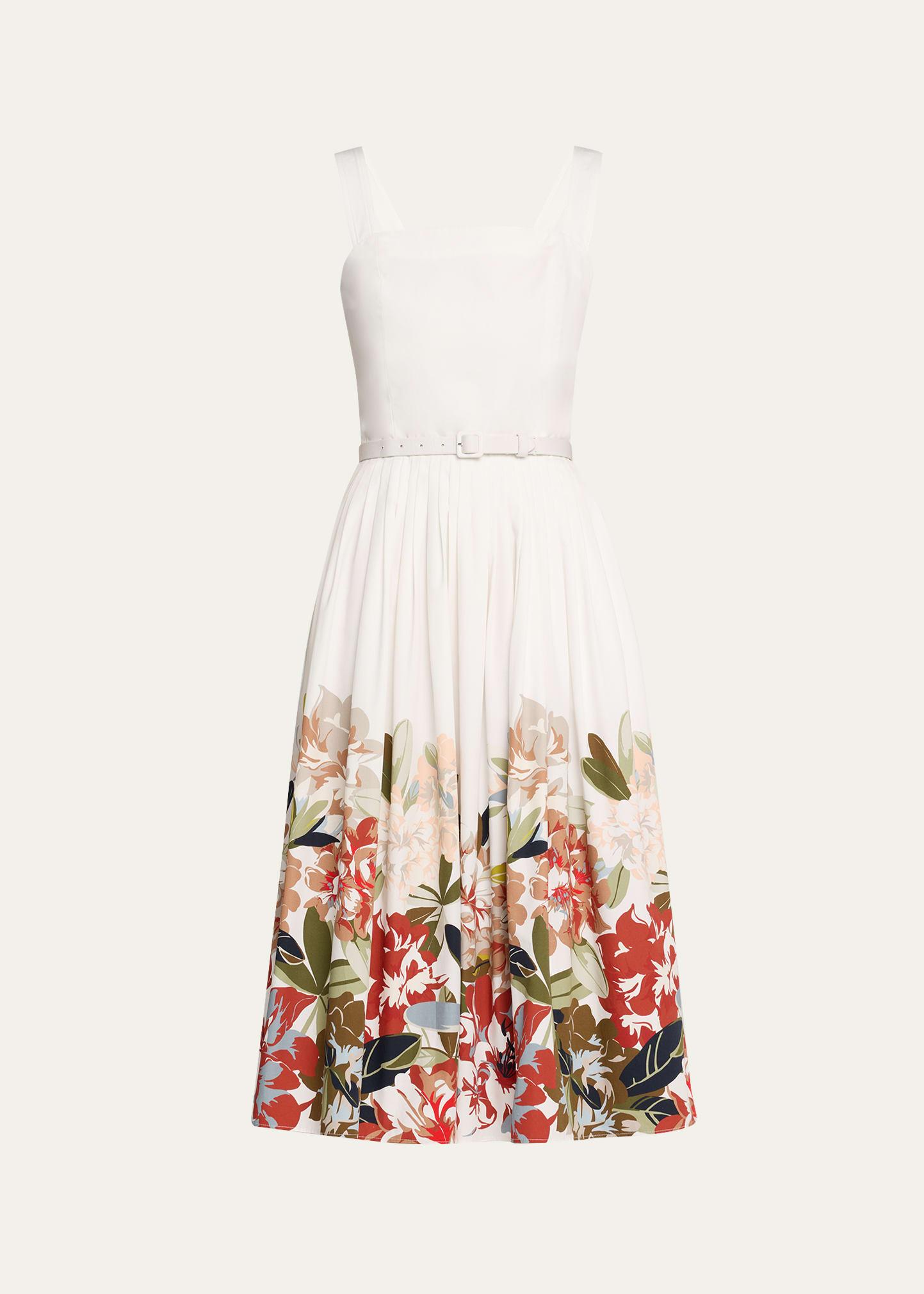 hoban printed poplin belted dress