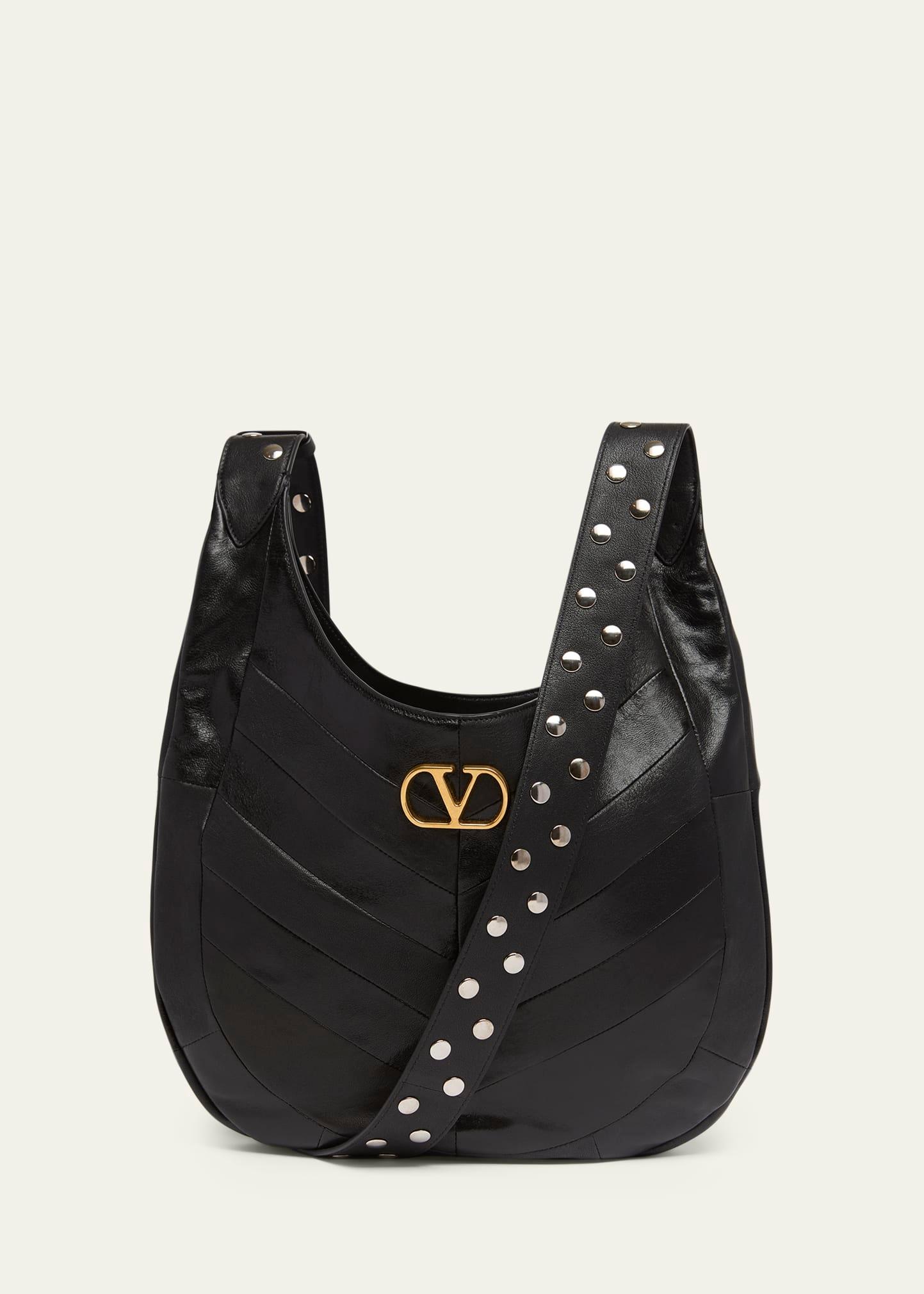 hoboho studded patchwork leather hobo bag