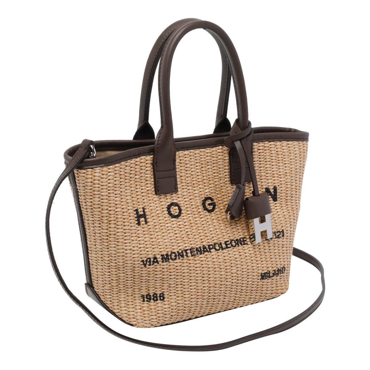 hogan bags beige straw leather trim - women