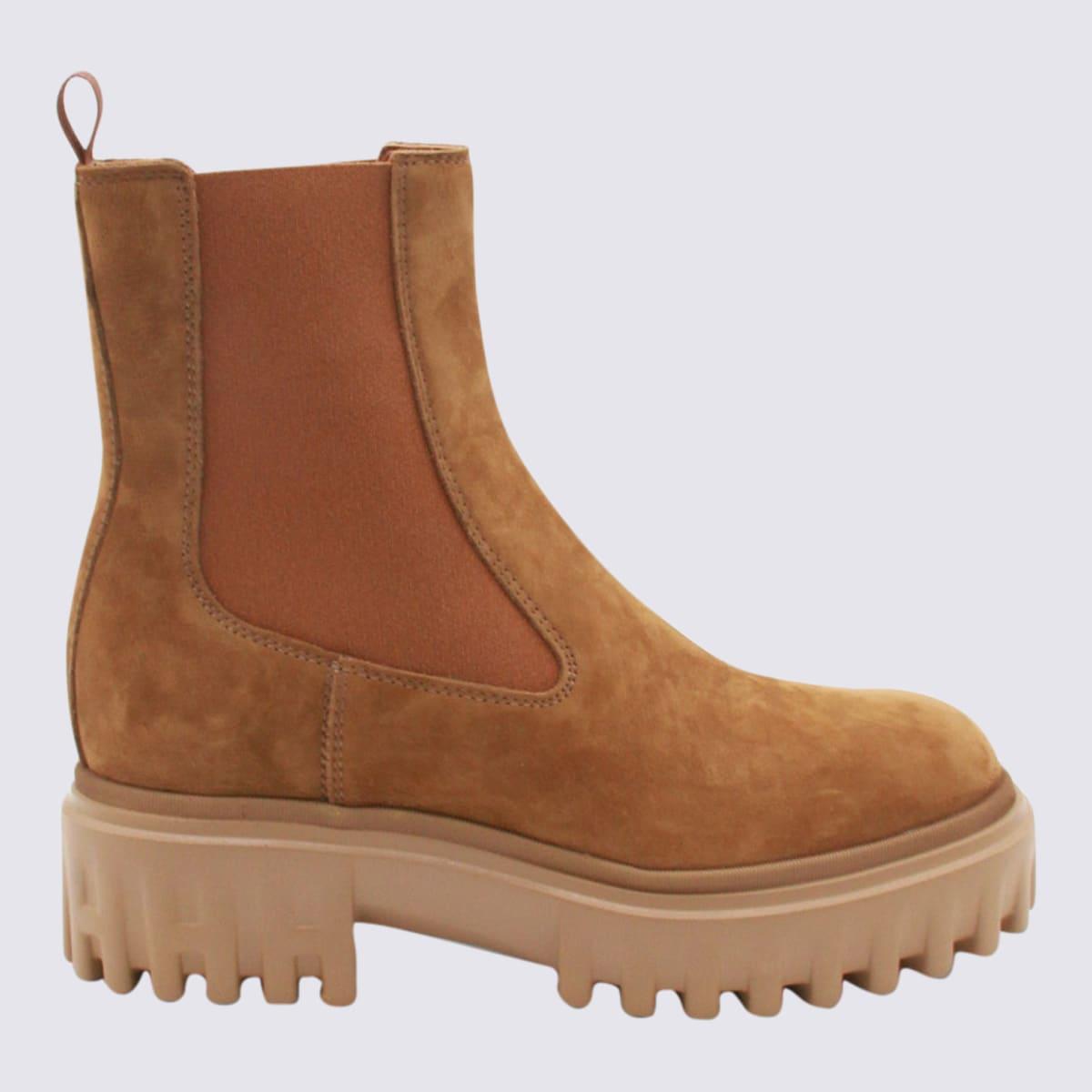 hogan brown leather chelsea boots
