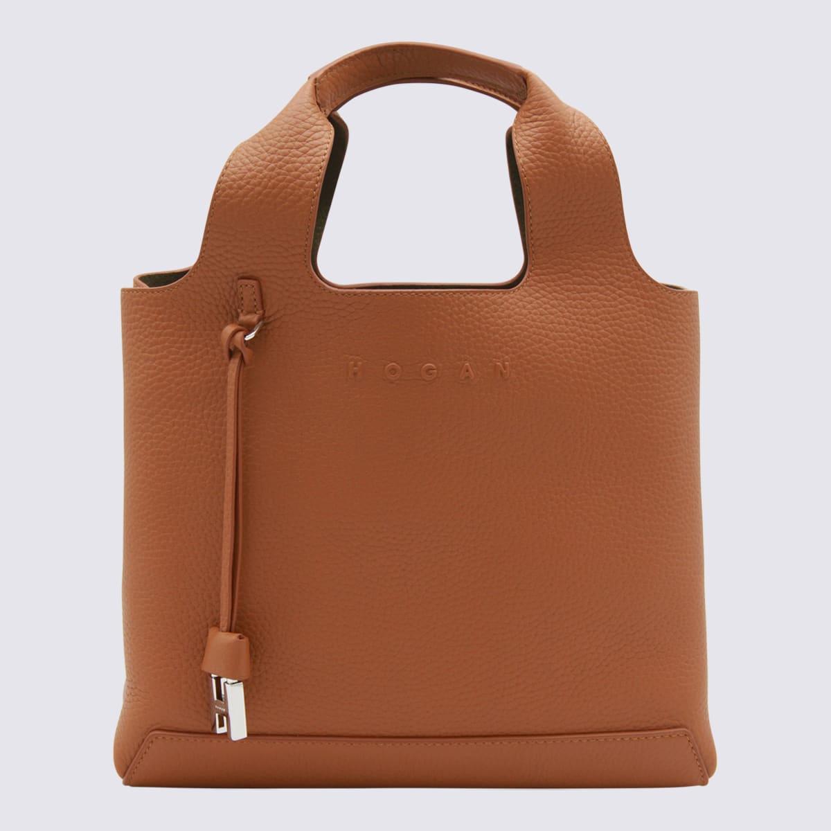 hogan brown leather tote