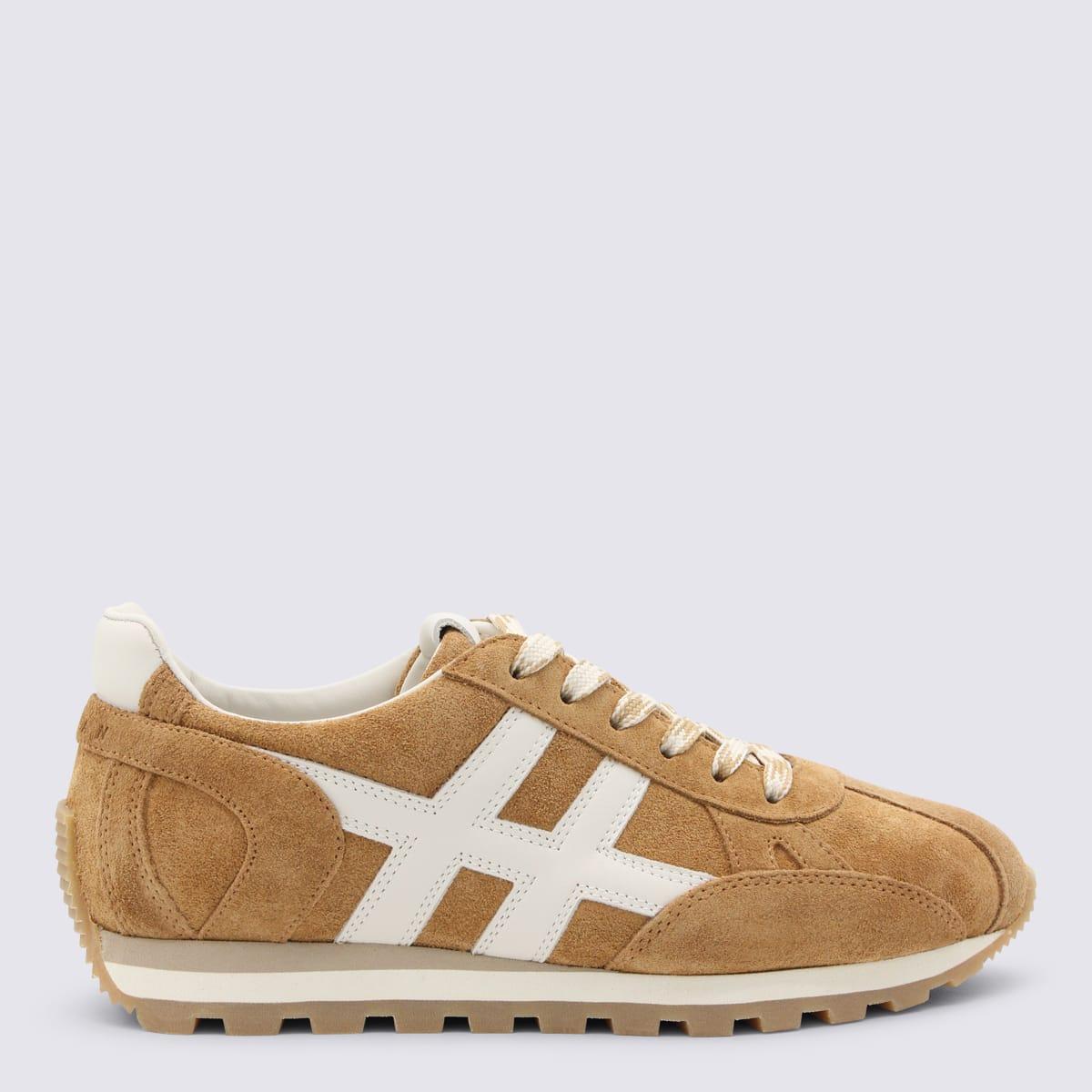 hogan cognac leather sneakers
