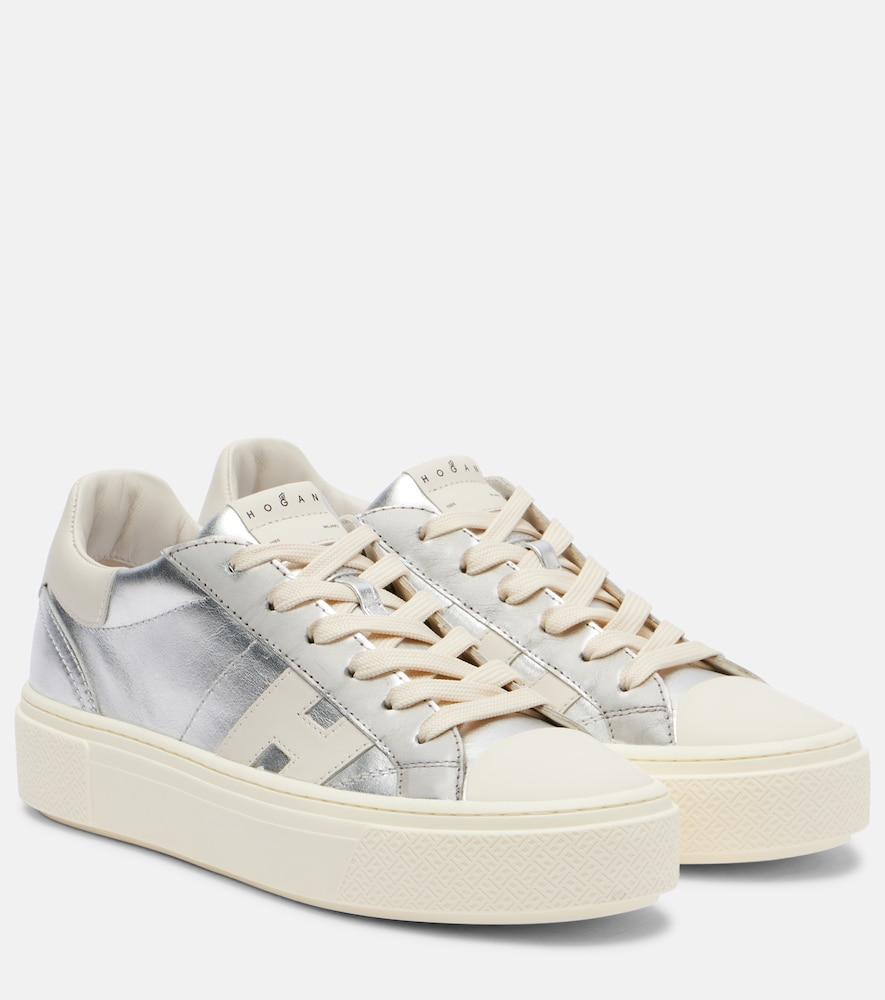 hogan crosswind metallic leather sneakers