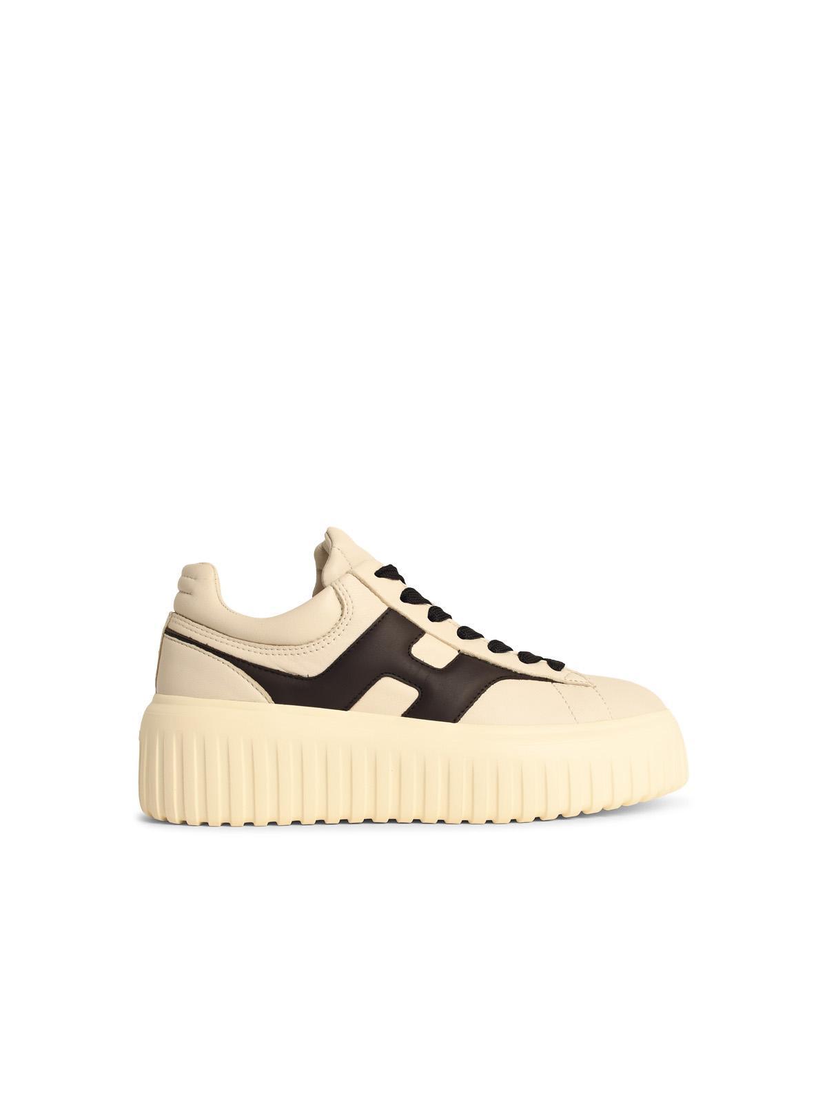 hogan h-stripes ivory leather sneakers