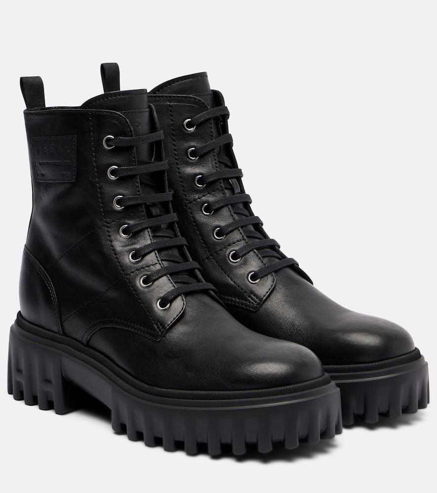 hogan h700 leather combat boots