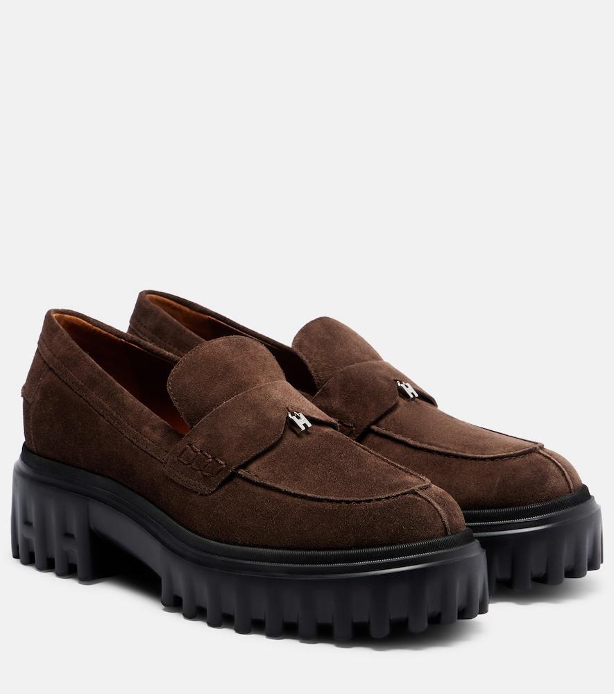 hogan h700 leather platform loafers