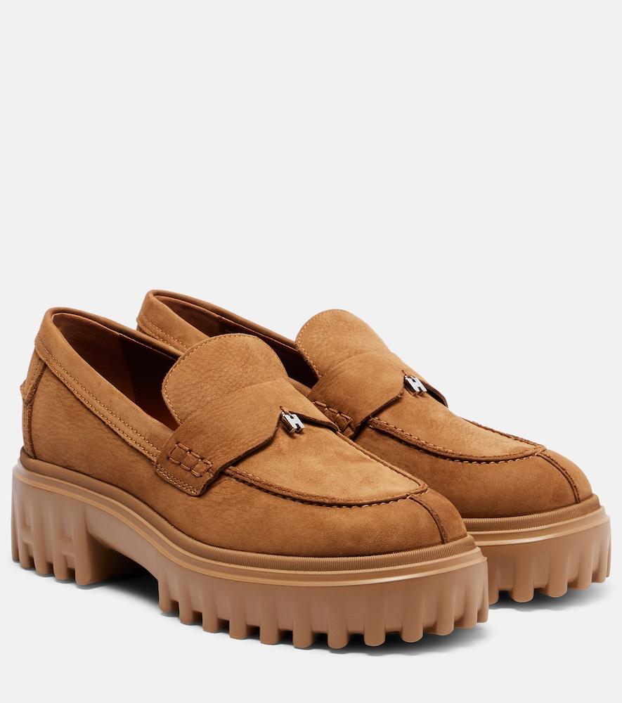 hogan h700 leather platform loafers
