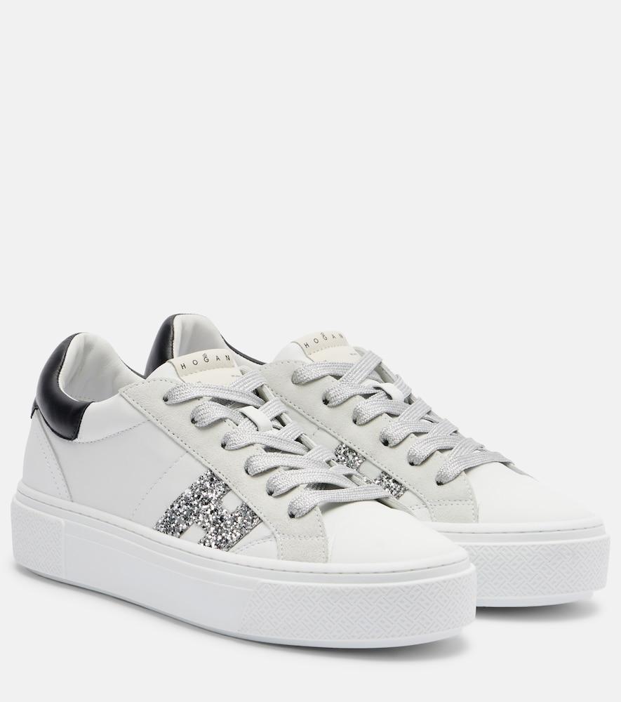 hogan h705 allacciato h glitter leather platform sneakers