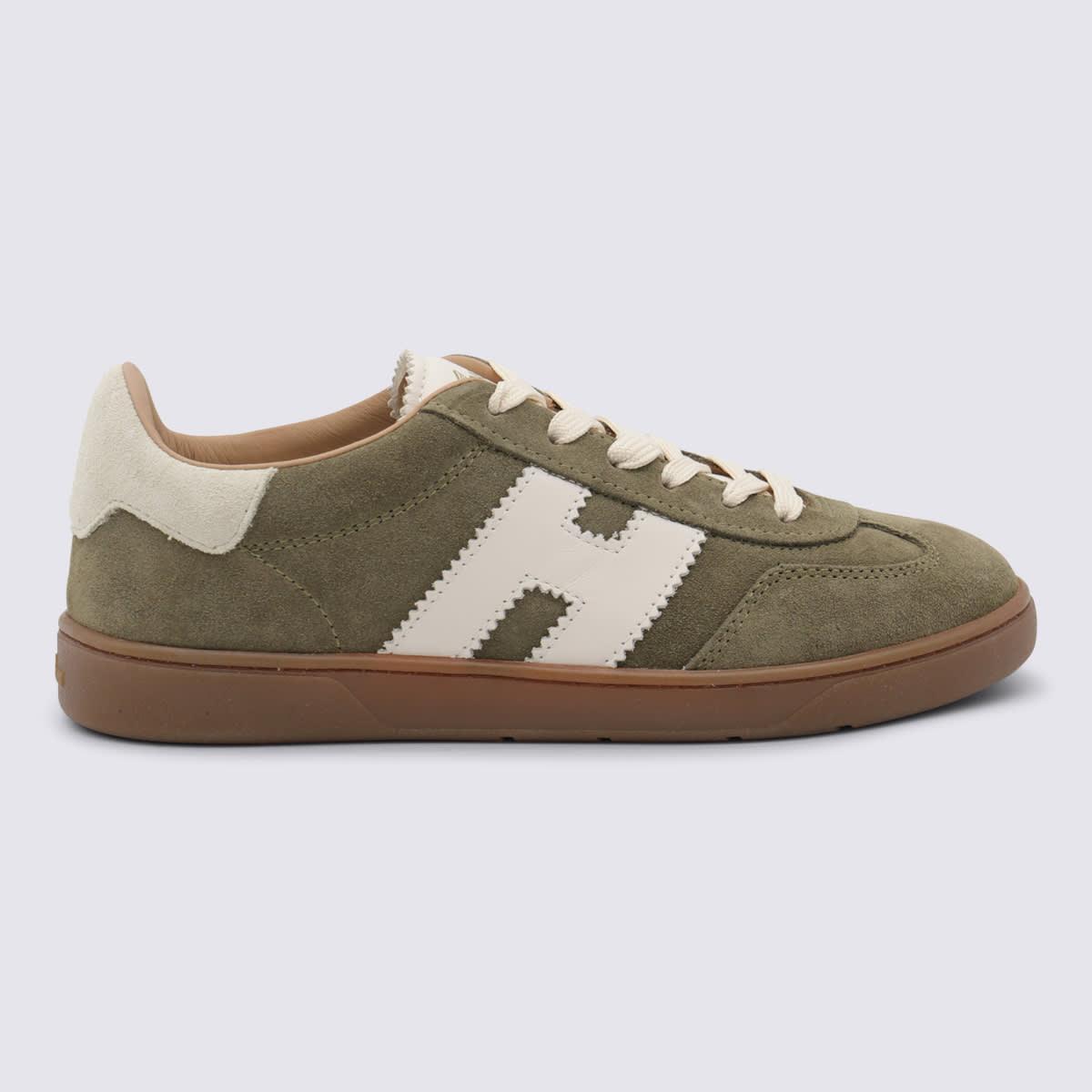 hogan light green leather sneakers