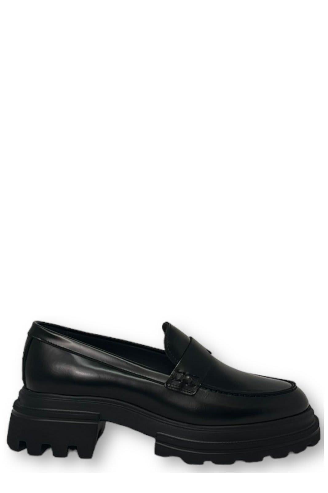 hogan round toe loafers