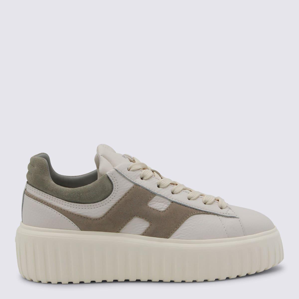 hogan white and beige leather sneakers