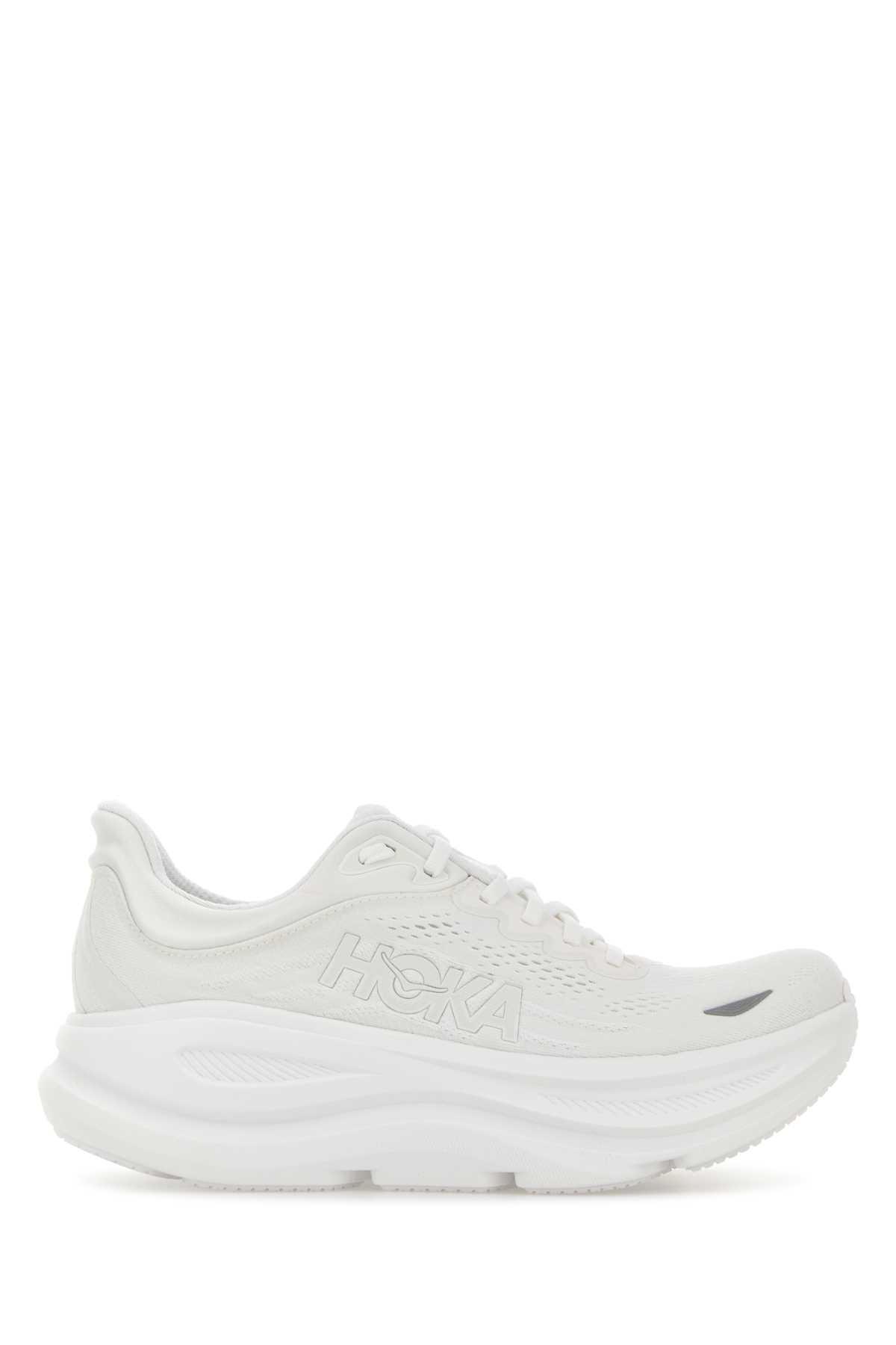 hoka white fabric w bondi 9 sneakers