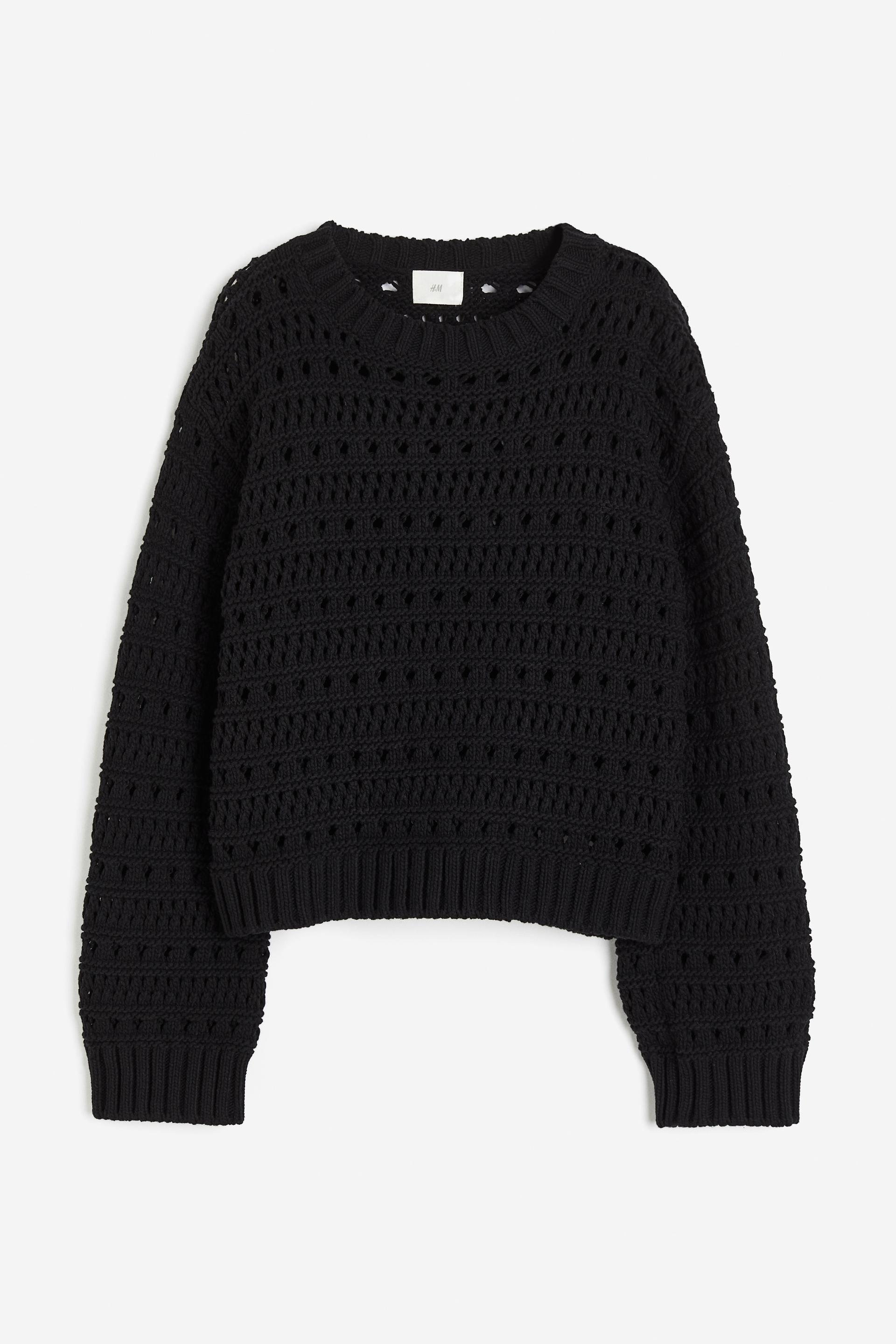 hole-knit sweater