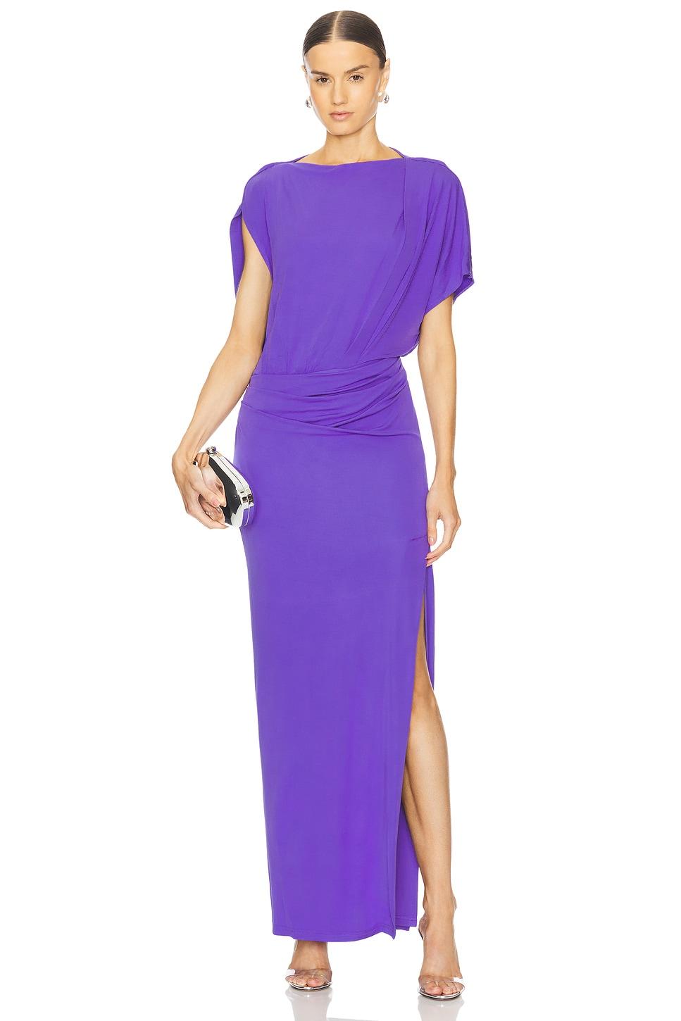 hollins asymmetric cape gown
