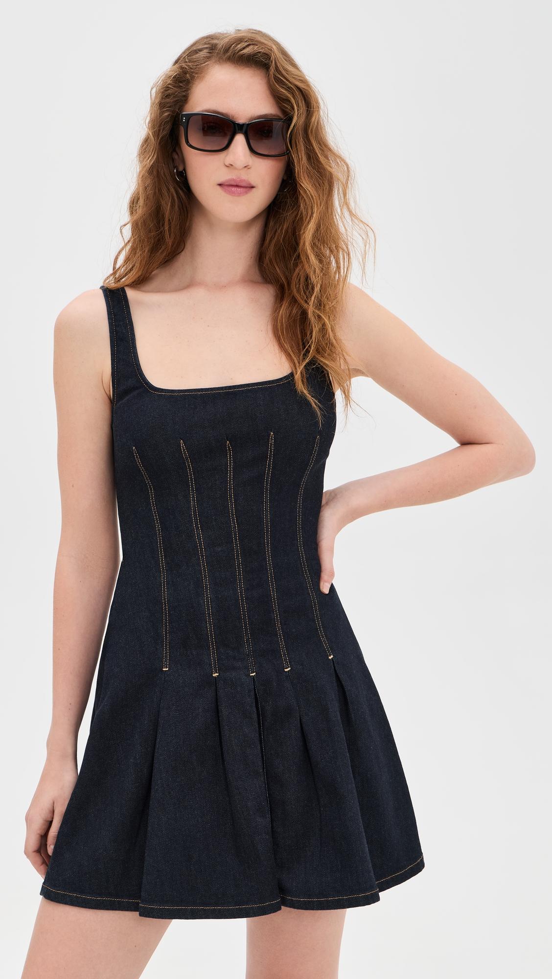 hollis flared denim mini dress