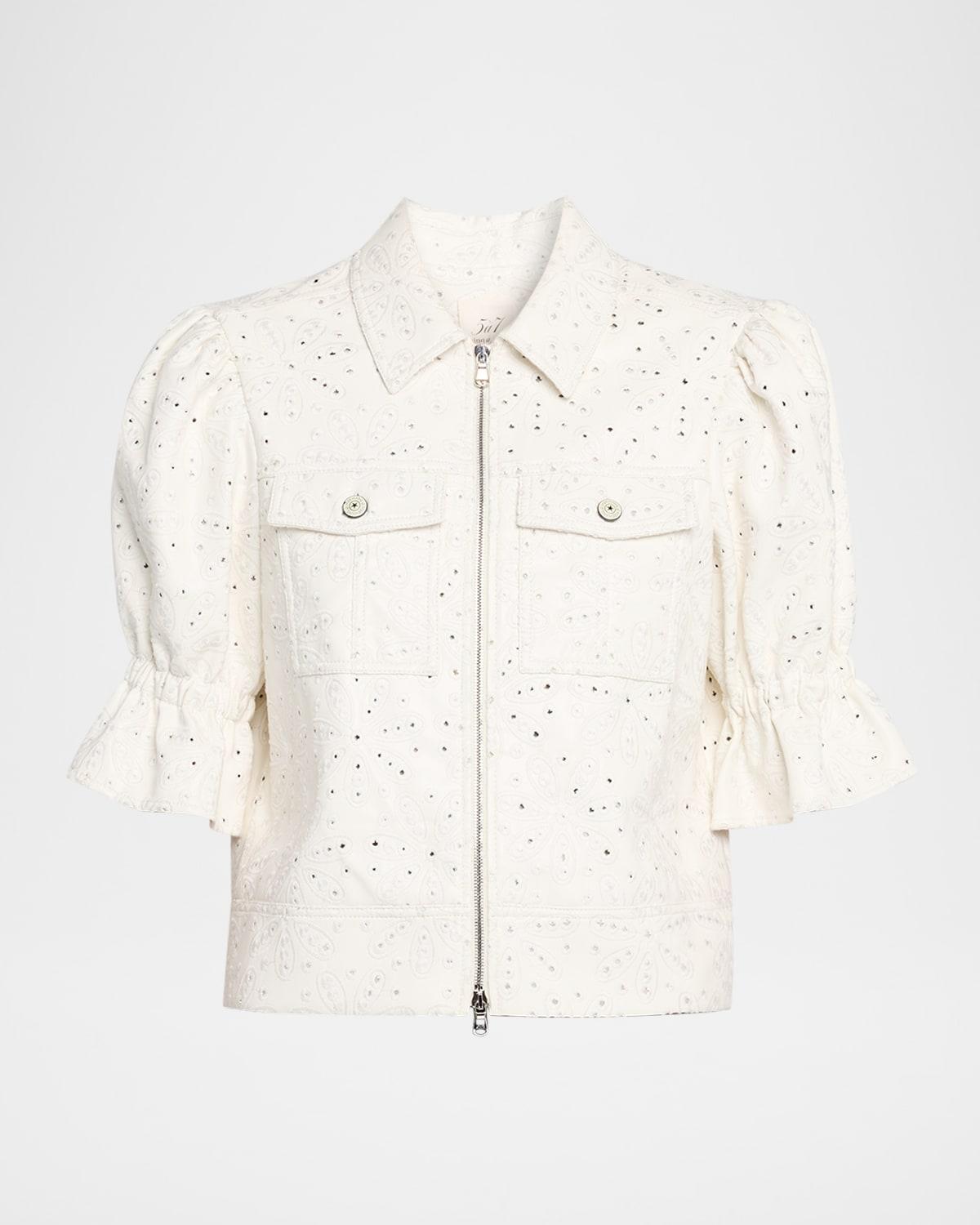 holly embroidered short-sleeve jacket