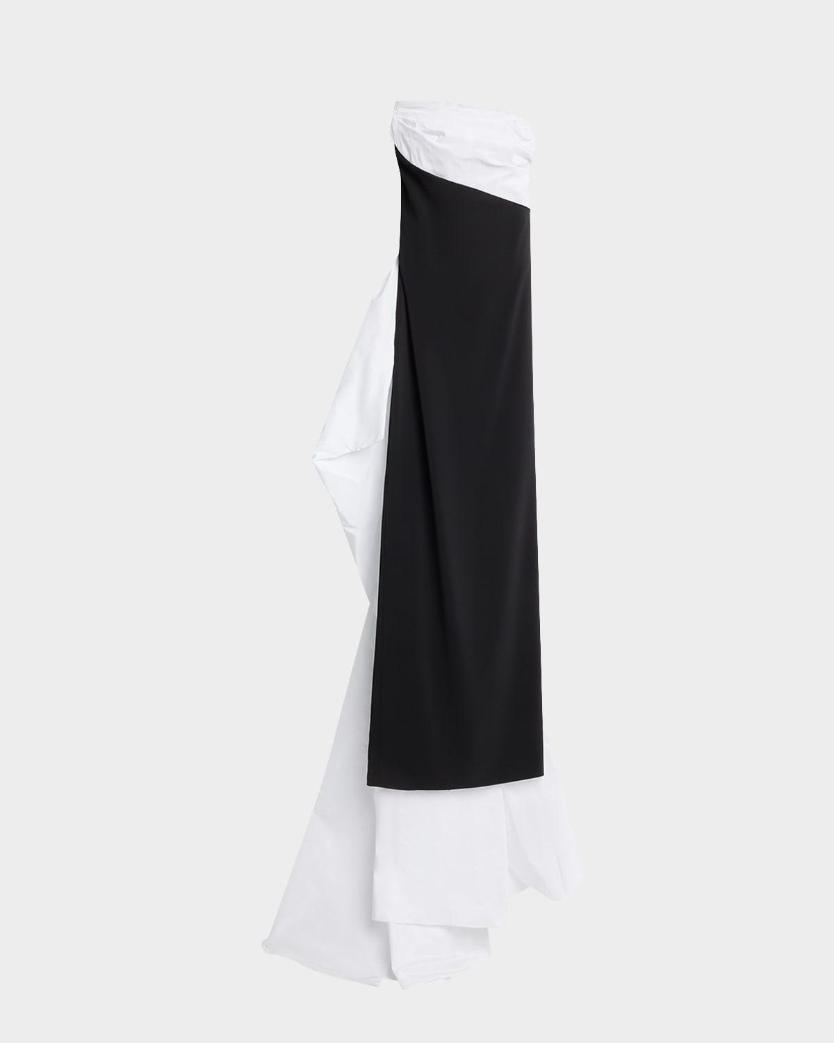holly strapless contrast drape gown
