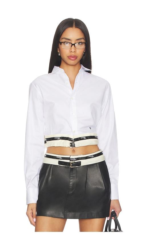 hommegirls belted shirt in white.