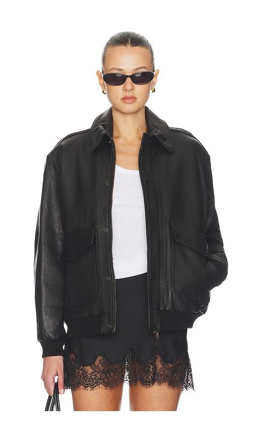 hommegirls leather bomber in chocolate.