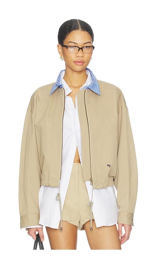hommegirls parachute jacket in tan.