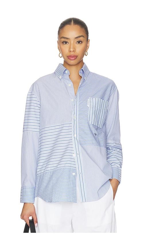 hommegirls patchwork shirt in blue.