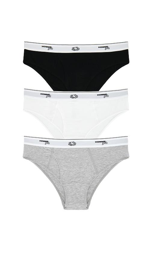 hommegirls x fruit of the loom bikini brief 3-pack in black,white.