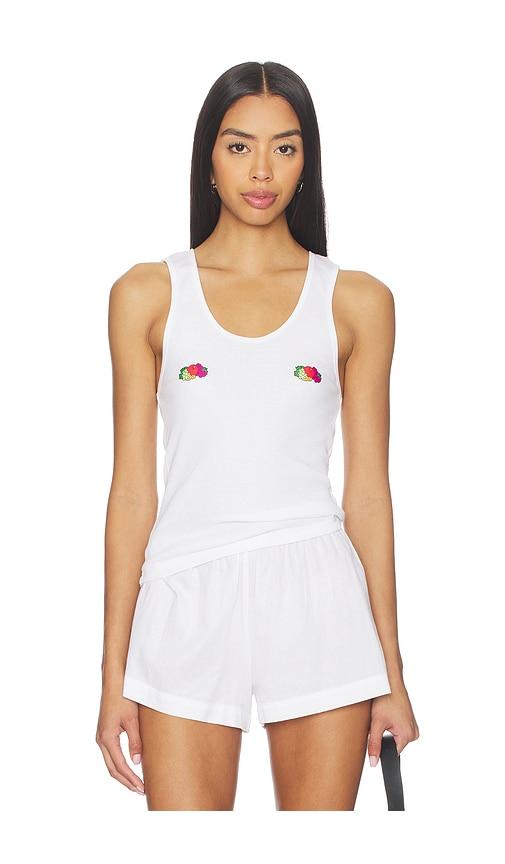 hommegirls x fruit of the loom classic tank with double logo in white.
