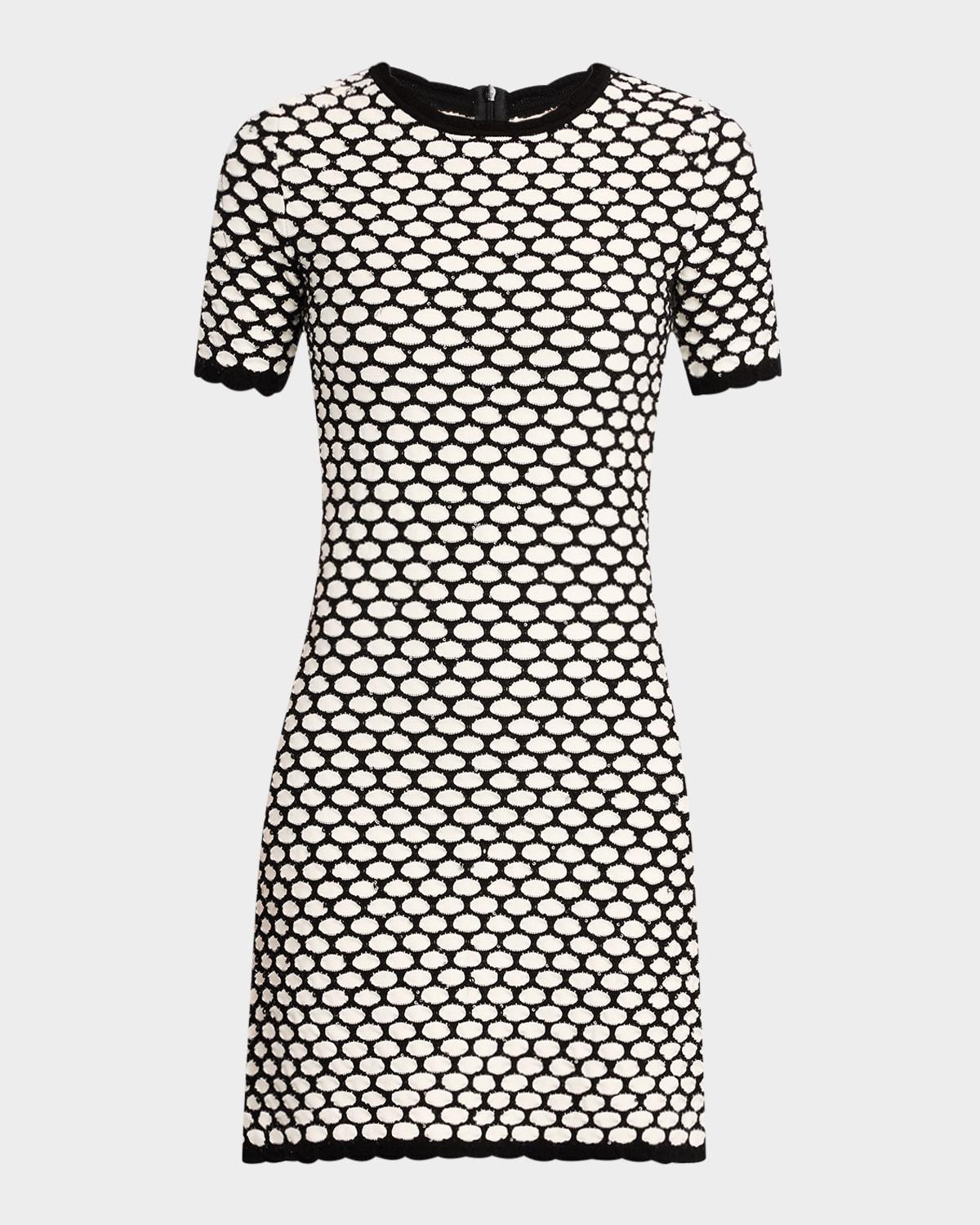 honey comb sequin knit short-sleeve mini dress
