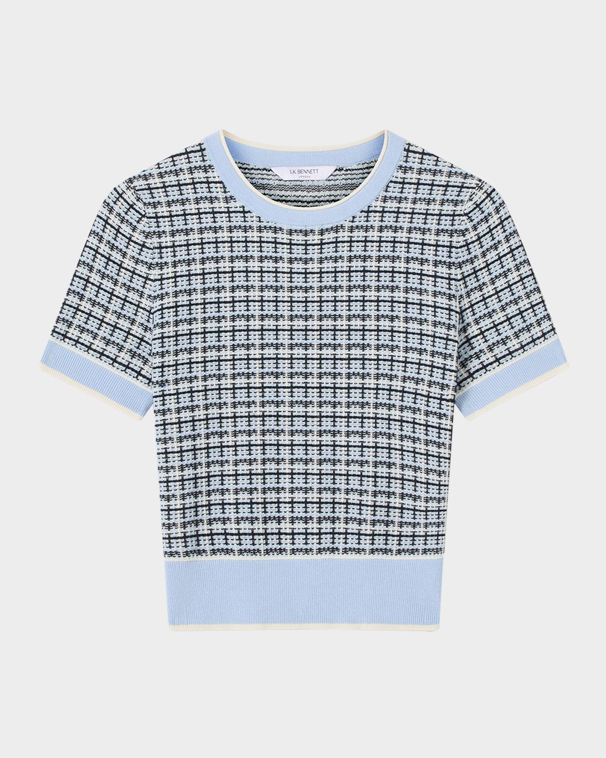 honey cropped textural plaid top