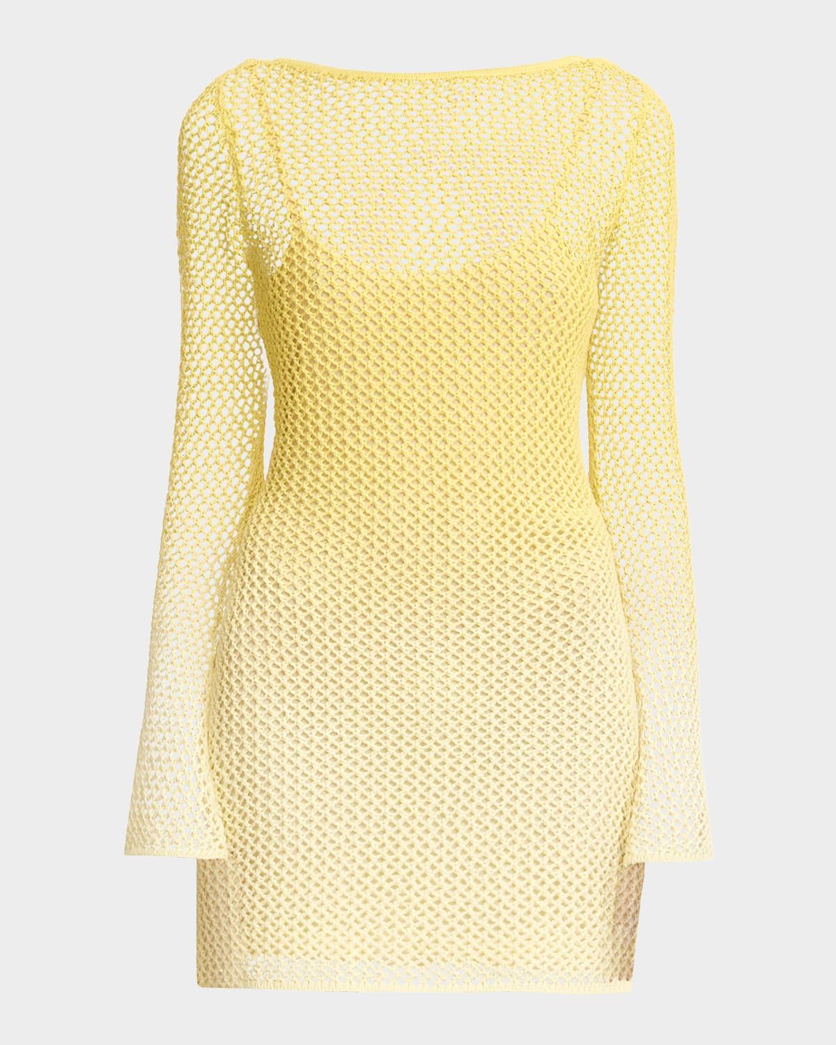honey long-sleeve net mini dress