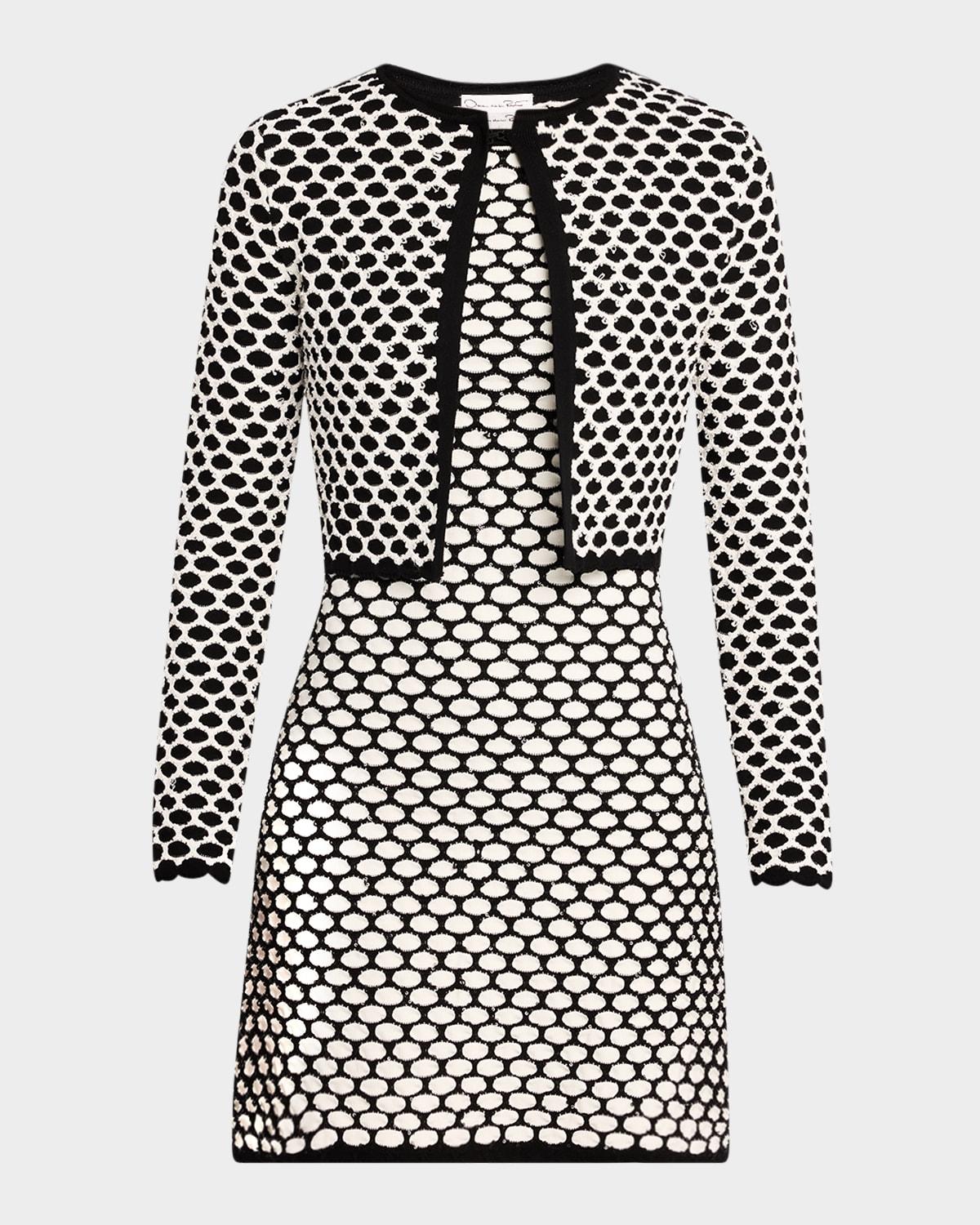 honeycomb sequin knit crop bolero jacket