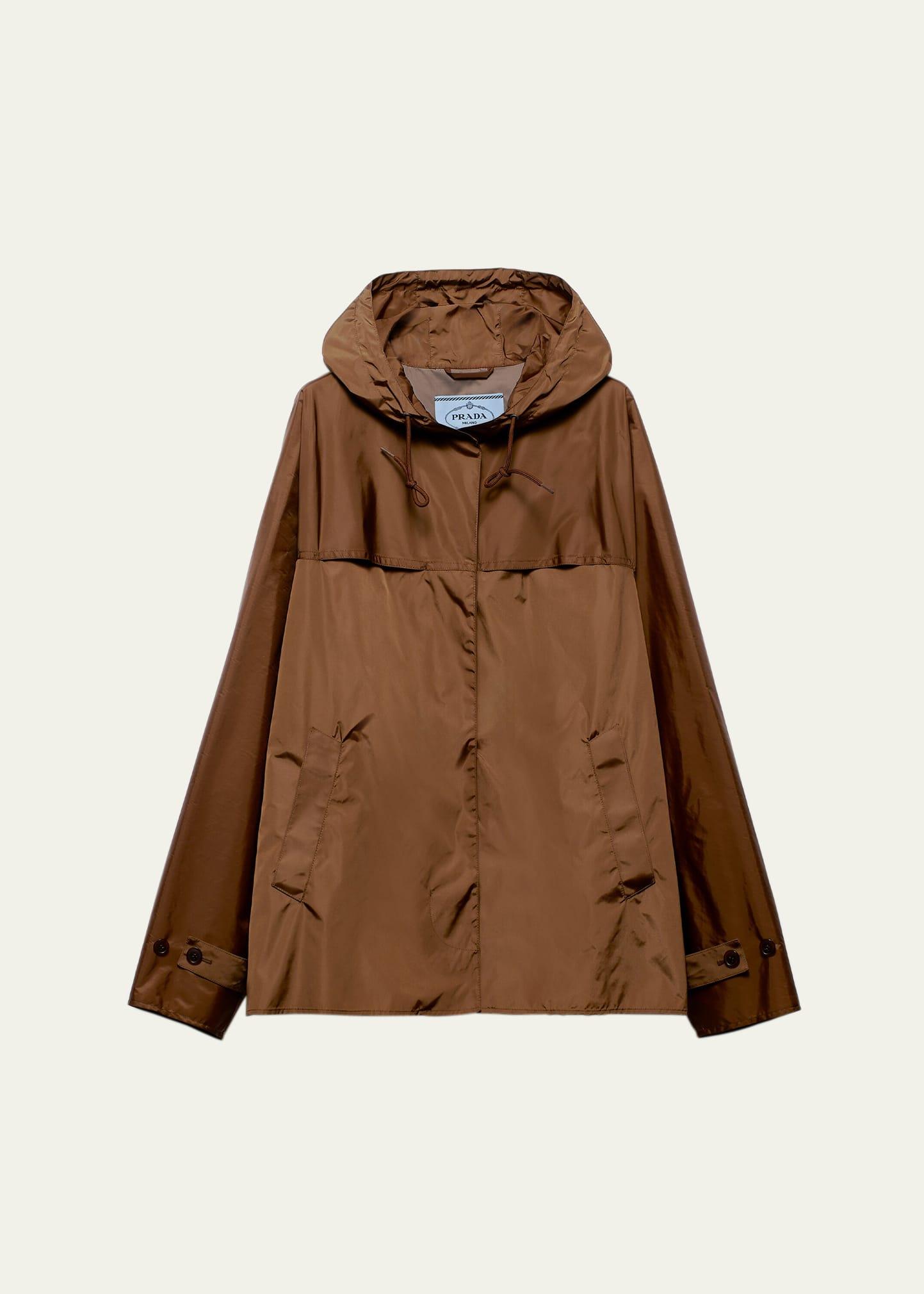 hooded drawstring nylon jacket