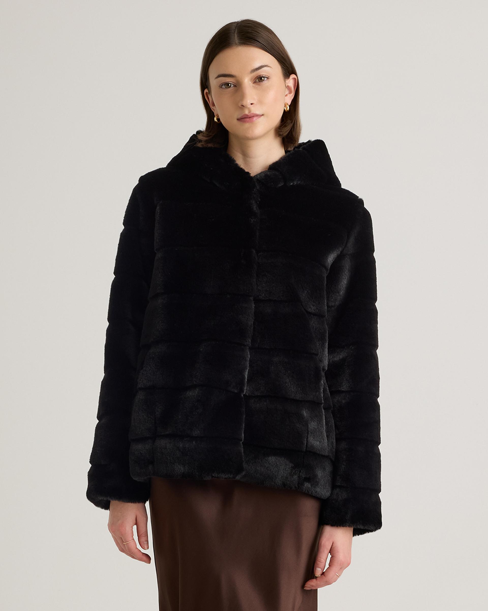 hooded faux fur jacket
