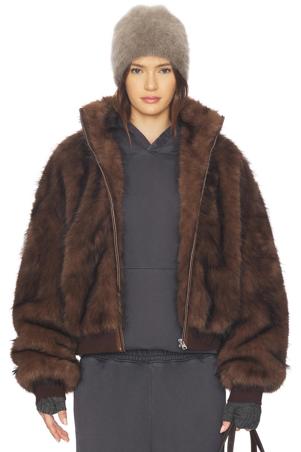 hooded fur coat