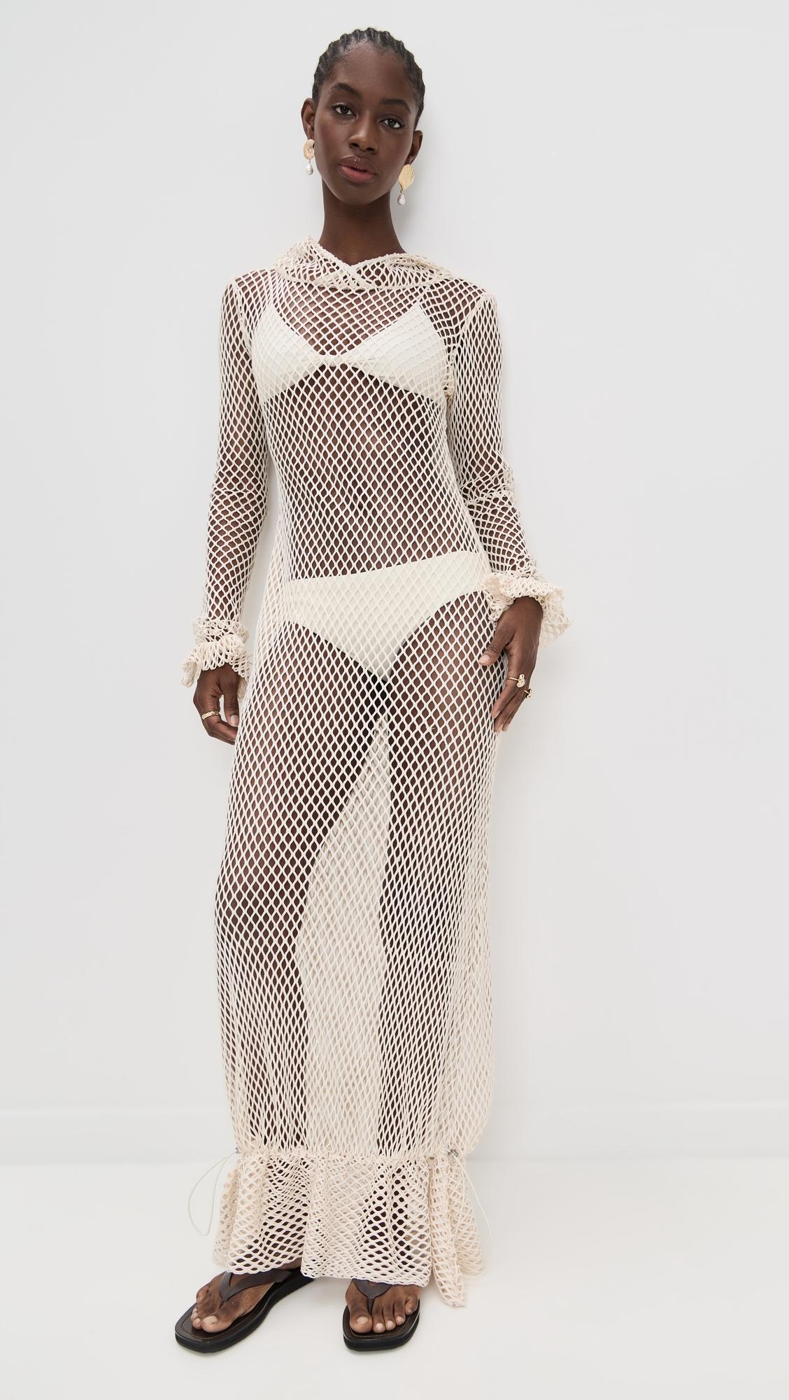 hooded knit coverup dress