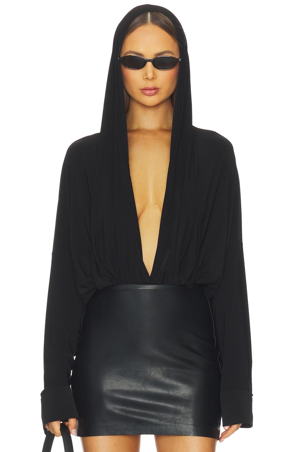hooded super oversized boyfriend shirt bodysuit