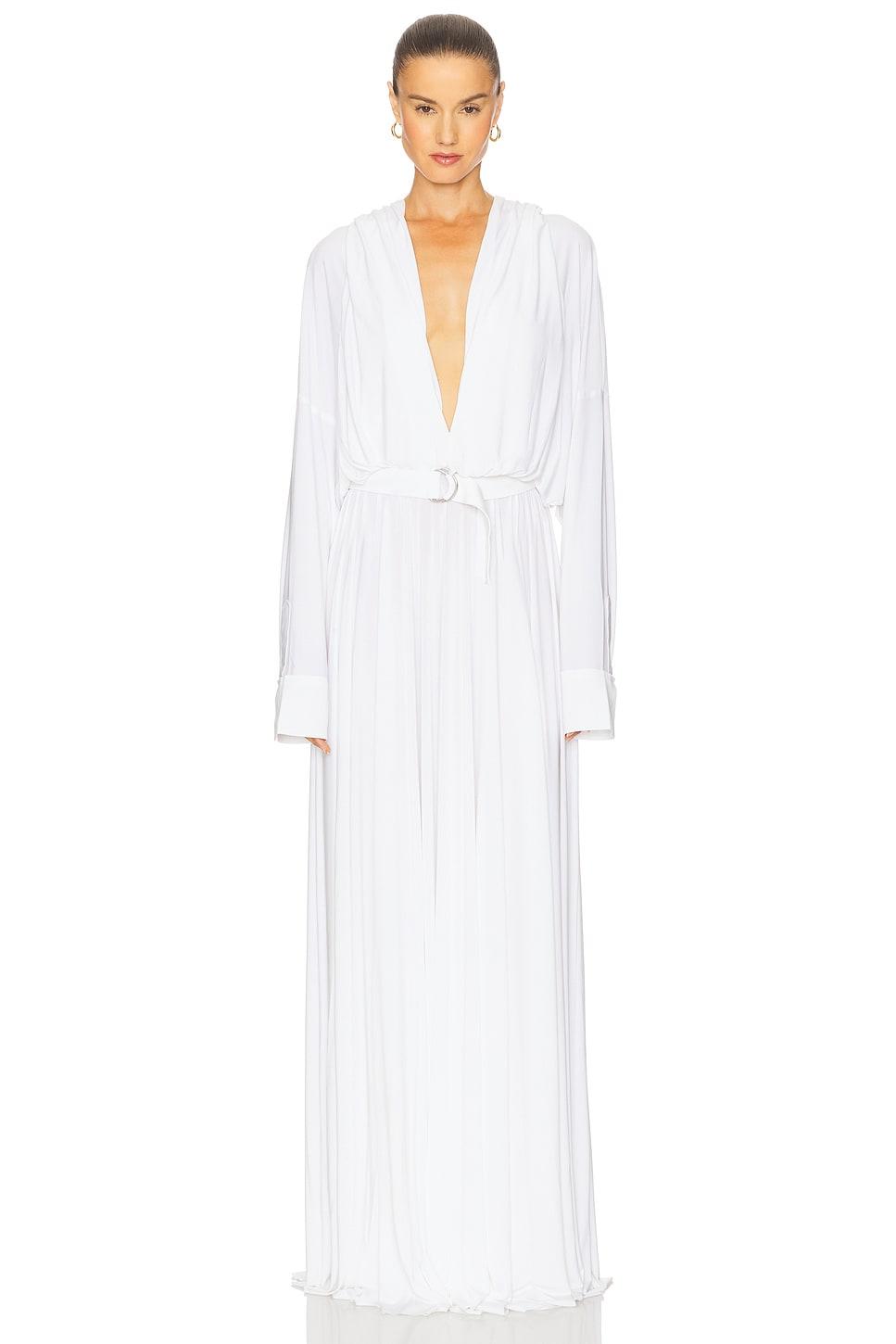 hooded super oversized nk shirt flared gown