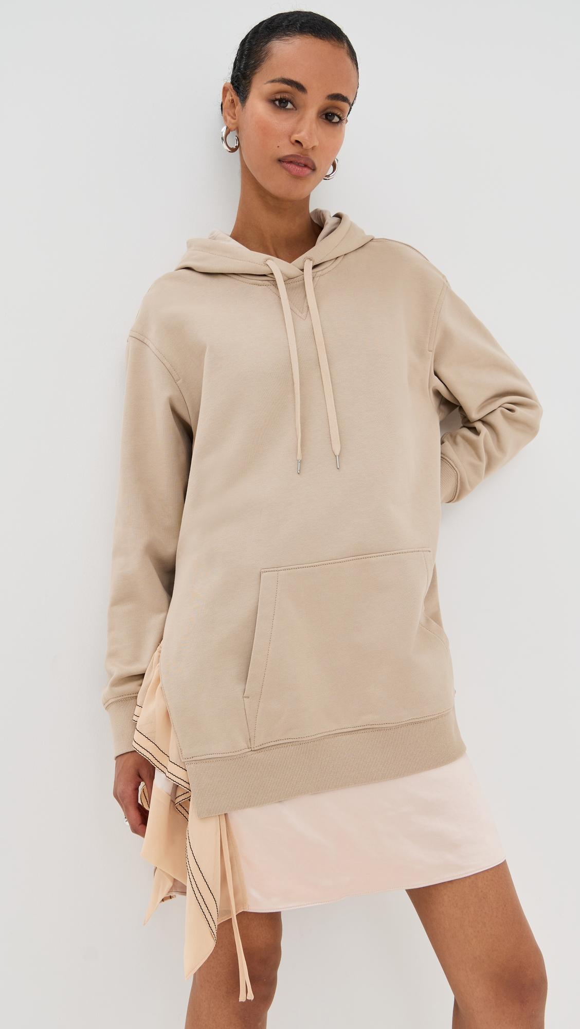 hoodie combo dress with mini slip skirt