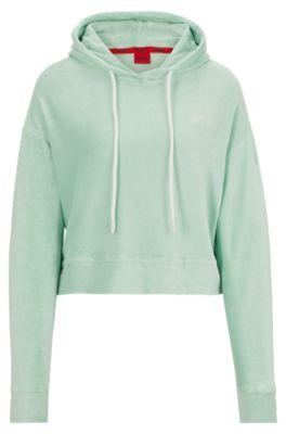 hoodie in terry fabric with handwritten logo- light green women's sweatshirts
