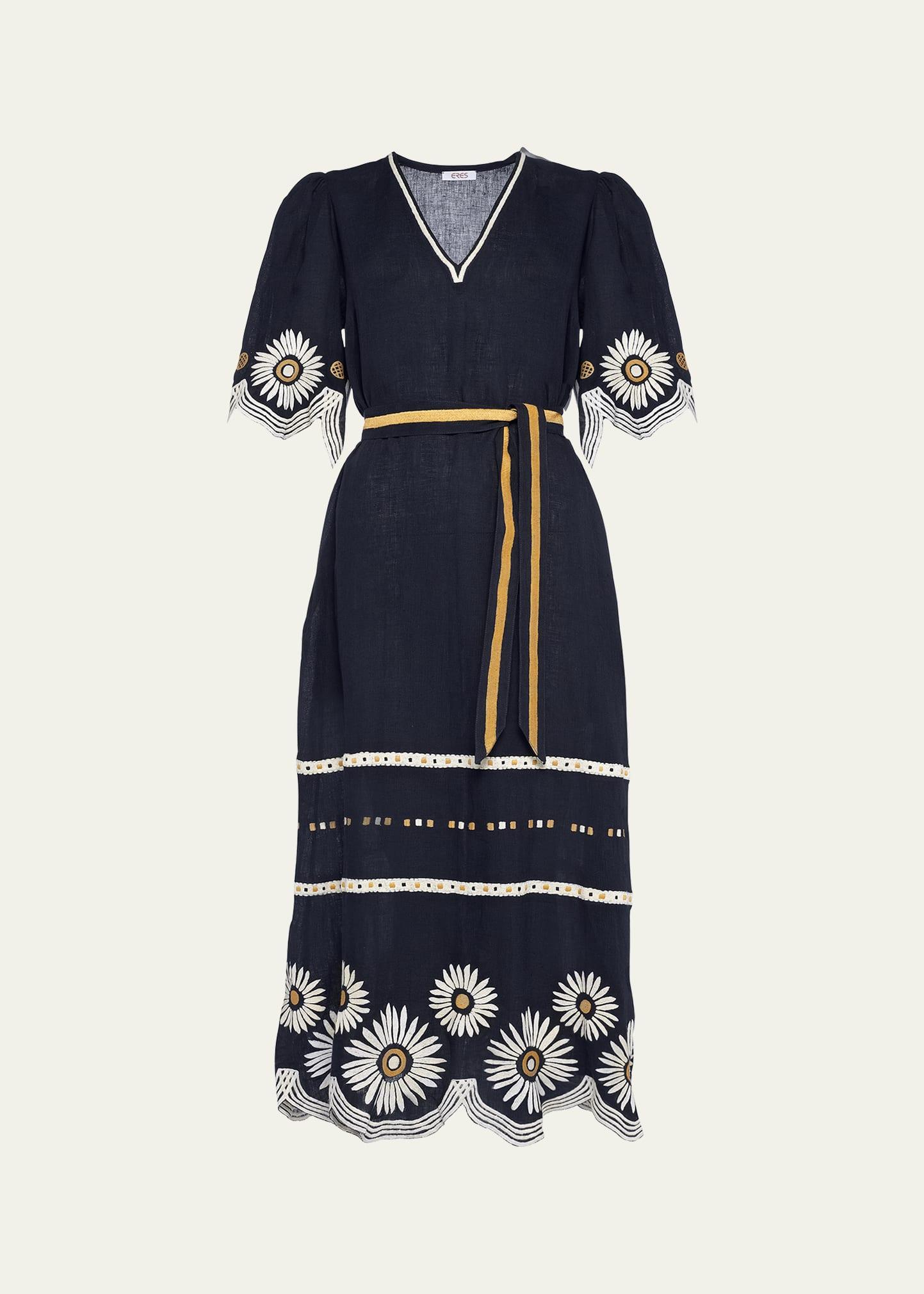 hortense embroidered midi dress