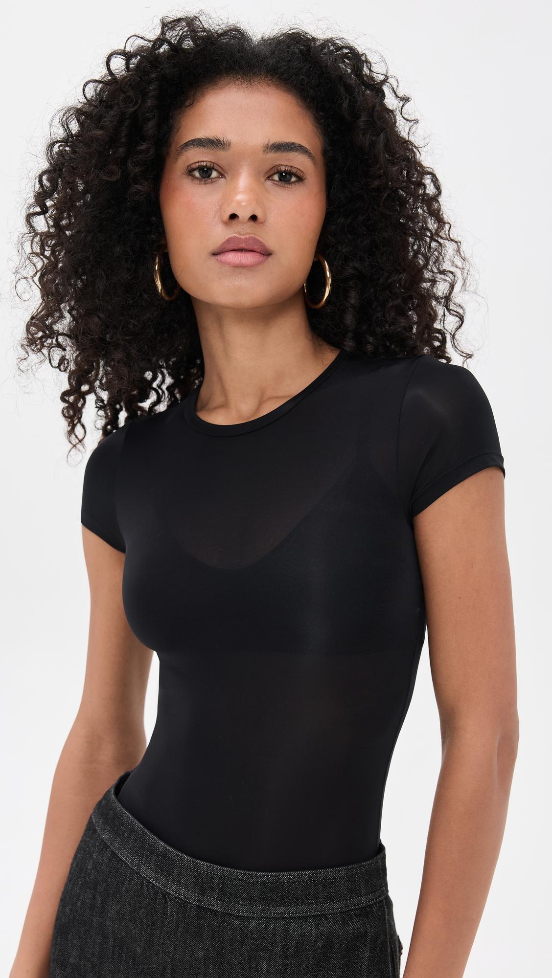 hottie short sleeve thong bodysuit