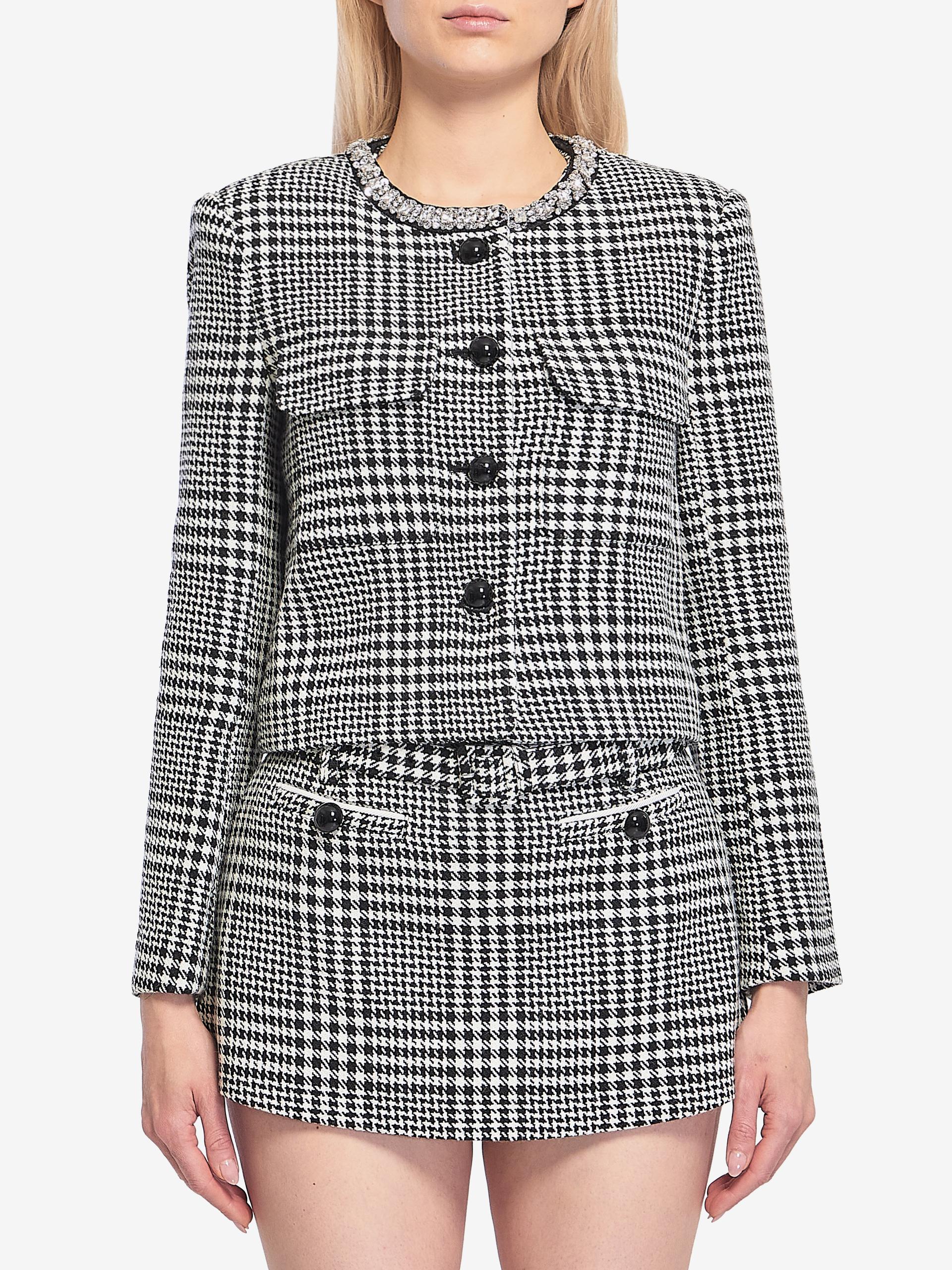 houndstooth cropped jacket